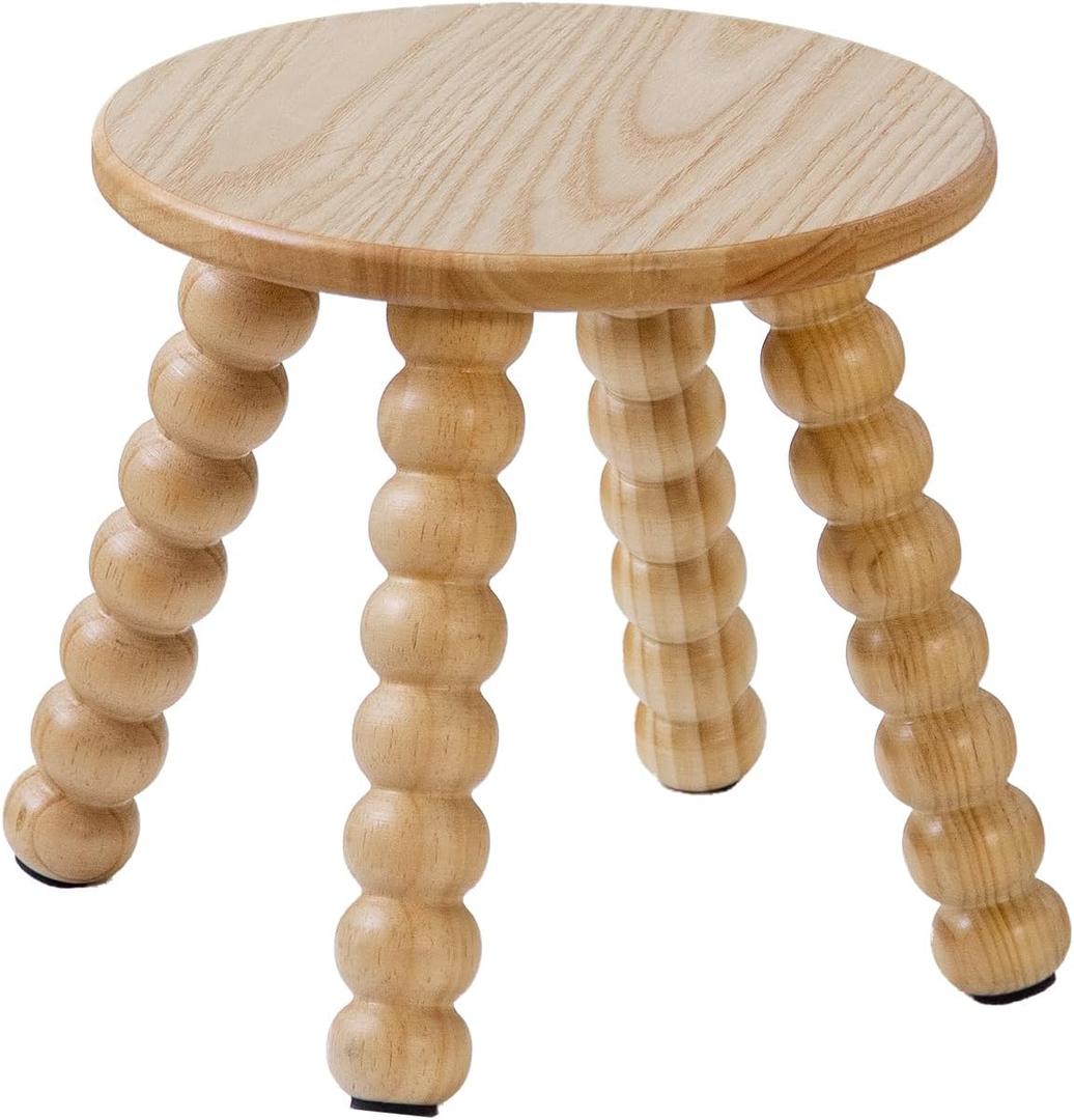 Solid Wooden Step Stool for Kids Adults, 10 inch Short Chair Perfect Matched Sensory Table, Sturdy and Versatile Foot Stool for Bathroom, Kitchen, Bedroom, Plant Stand Natural (1, Burlywood)