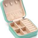 Travel Jewelry Case, Mini Portable Jewelry Travel Boxes, Small Jewelry Organizer for Rings, Earrings, Pendants, Watches, Necklaces, Lipsticks Organizer Storage Holder Case (Cyan Blue) (A1 - Cyan Blue 1 Pack)
