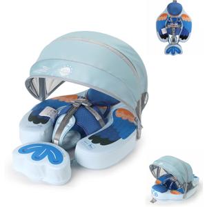2025 New Baby Swimming Float Mambobaby Float Non-Inflatable Infant Pool Floats, Swimming Floaties with Improved 3D Canopy & Tail, Never Flip Over (Z06BBlue-Z06BBCTLOHMQ01Z06)