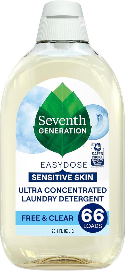 Seventh Generation EasyDose Laundry Detergent, Ultra Concentrated: 66 Loads, Free & Clear Designed for Sensitive Skin, 23.1 Fl Oz