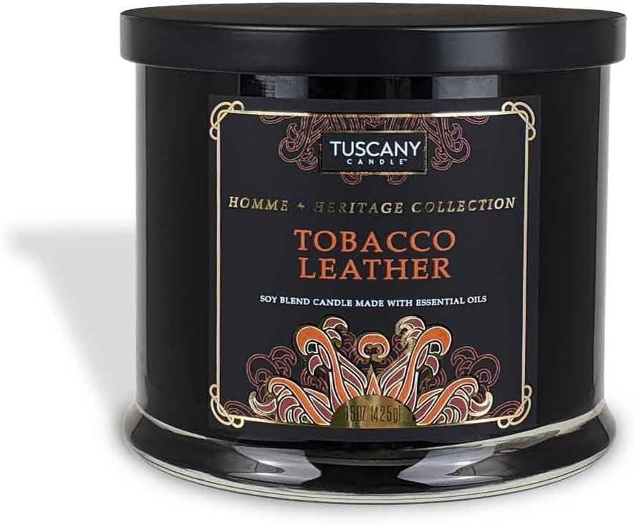 Tuscany Candle Tobacco Leather Scented Jar Candle, 15 oz