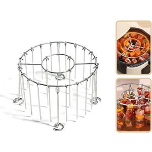 2025 New Air Fryer Grill Skewer Rack, Stainless Steel BBQ Kabob Set, 30 Vertical Meat Skewers with Round Hanging (1)