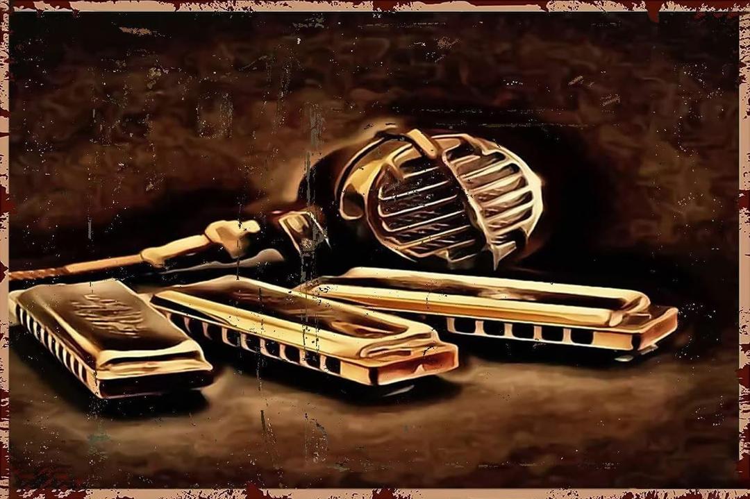 Retro Harmonica Lovers Paintings Canvas Wall Art Music Wall Art Kids Harmonica Musical Instrument Decor Modern Art Prints Canvas Posters Wall Decor Club Bar People Cave Gym Decor Unframed 24x36 Inch 