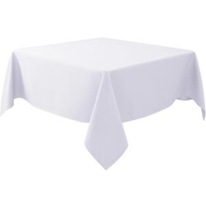 Biscaynebay Fabric Square Tablecloths 54x54 Inches, White Water Resistant Table Cloth Small Card Folding Table Covers Linen for Dining, Kitchen, Wedding and Parties etc. Machine Washable