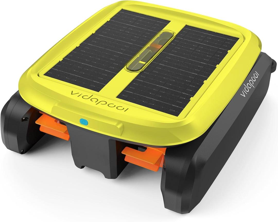 Solar Powered Automatic Robotic Pool Skimmer Cleaner,Solar Pool Surface Cleaner Dual Mode with Navigation Sensor DaytimeOvernight Continuous Cleaning Ideal for All Swimming Pool-Yellow