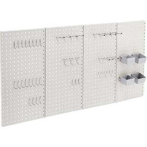 Amazon Basics Rectangular Metal Pegboard Wall Organizer, Tool Storage Organization System, Rust and Scratch Resistant, 48-Piece Kit, Gray