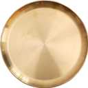 Round Brass Tray, Small Gold Decorative Tray Metal Storage Organizer Tray for Modern Home, Matte Brass Finish (SIZE:13.4inch)