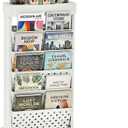 6-Tier Mobile Bookshelf, Rolling Bookcase Book Storage Rack, Movable File Folder Organizer Cart with Wheels for Home Study Office Living Room Classroom, White