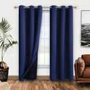 WONTEX 100% Thermal Blackout Curtains for Bedroom - Winter Insulating Window Curtain Panels, Noise Reducing and Sun Blocking Lined Grommet Curtains for Living Room, Navy Blue, 42 x 72 inch, 2 Panels