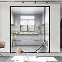 Transparent Reversible Left or Right Side Opening Insulated Door Curtain, Magnetic Thermal Door Cover Self-Closing Screen Door for Kitchen, Bedroom, Air Conditioner Room, Fits Doors up to 72" x 80"