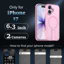 Magnetic for iPhone 17 Stand Case with Screen Protector, [Full Camera Protection] (Compatible with MagSafe) Military Grade Drop Protection, Translucent Matte Bumper Cover Case, Pink
