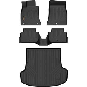 Binmotor-Floor Mats & Cargo Liner for Kia Stinger RWD 2018-2024, All Weather Car Mats TPE Rubber Liners for Kia Stinger RWD Accessories Mats Trunk Mat-Black