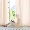 JOLLADE Non-See-Through Taupe Privacy Semi Sheer Curtains That Let Light in 84 Inches Long Light Filtering Sheer Window Curtains Drapes for Living Room Bedroom 2 Panels Set Cream