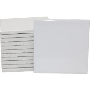 Creative Hobbies 12 Pack of Glossy White Glazed Ceramic Tiles for Alcohol Ink Painting, Decorating, Arts & Crafts, 4.25 x 4.25 Inch Square, Ready-to-Paint Ceramics