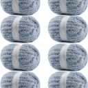 8 Pack Chunky Yarn for Hand Knitting - #10 Super Bulky Chenille Yarn, Fluffy Jumbo for Thick Hand-Knit Blankets, Scarves 25 Yds 7.94 Oz Each Skein (8, Blue Gray)