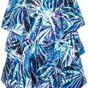Hanna Nikole Womens Plus Size Two Piece Tankini Swimsuits 3-Tiered Ruffle Flounce Top with High Waisted Bottom (Blue Leopard) 22W