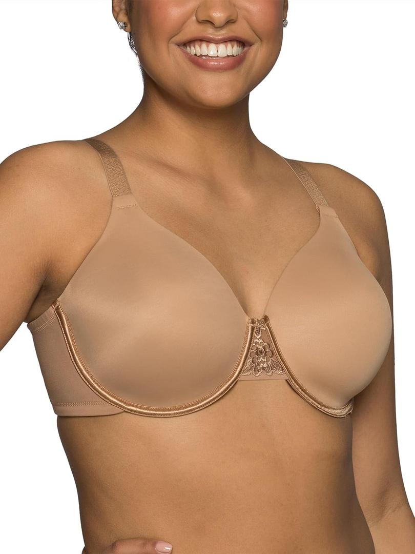 Vanity Fair Women's Full Figure Beauty Back Smoothing Bra, 4 Way Stretch Fabric, Lightly Lined Cups up to H (Underwire - Totally Tan) 40D