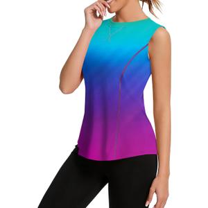 Avoogue Womens Tank Tops Sleeveless Workout Tank Tops Quick Dry UPF 50+ Sun Athletic Shirts Running Gym Yoga Baseball Clothes (Blue, M)