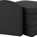 Outdoor Chair Cushions, Fade-Resistant & Water-Resistant, D Shaped Patio Furniture Seat Chair Pads Replacement with Ties, Non-Slip Bottom, Removable Cover, Set of 6, 18.5 x 16 Inch, Black