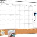 ARCOBIS Dry Erase Calendar with Cork Board for Wall, 24"x 18" Magnetic Calendar Whiteboard with Black Frame, Monthly Combination Board for School, Home, Office