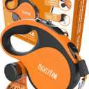 Mighty Paw Retractable Leash with Built-in Poop Bag Holder | 16' Long Retractable Dog Leash for Small Dogs, Medium Breeds & Large Pets with Tape for Quick Control. Poop Bags Included (0 - 50 lbs, Deluxe Orange)