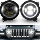 Kiwi Master LED Headlights for 2020-2025 Jeep Gladiator JT, 2018-2025 Jeep Wrangler JL/4xe Accessories Halo DRL 9 Inch Round Headlight with Daytime Running Lights