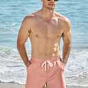 PLEPAN Mens 5 Inch Linen Shorts - Casual Elastic Waist Drawstring Summer Beach Shorts with Pocket (XXL)