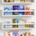 Forbena Floating Nursery Book Shelves for Wall Set of 4, Wall Bookshelf for Kids Room, White Wood Hanging Bookshelves Book Shelf for Baby Toddler Childrens Boy Girl Bedoom Toy and Decor Storage