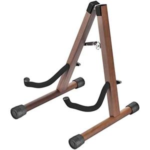 Wood Electric Guitar Stand With Non-Slip Rubber and Soft Foam Arms - Portable Folding A-Frame for Acoustic Guitars, Easy Assembly, Floor Display for Travel
