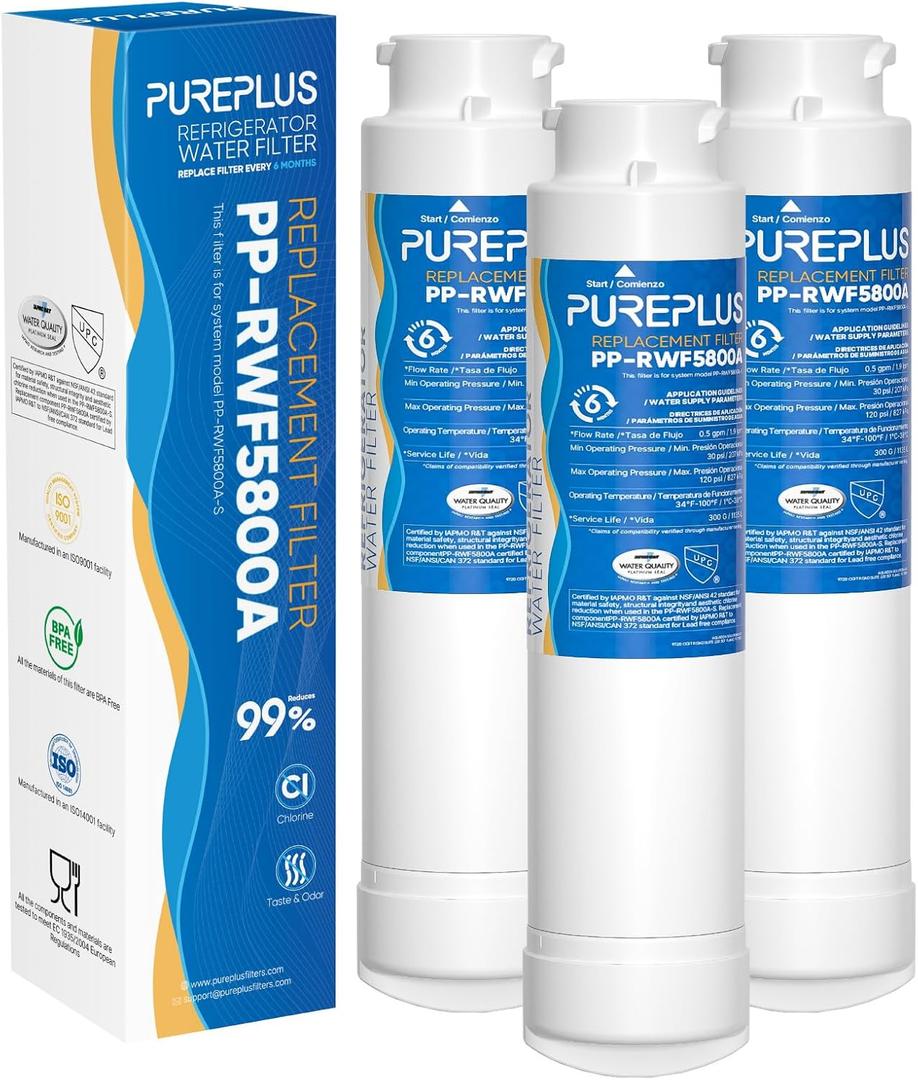 PUREPLUS Refrigerator Water Filter, Compatible with Frigidaire EPTWFU01, EWF02, Pure Source Ultra II, 3Pack