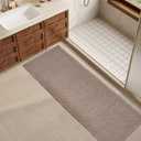 ZALL Tan Waffle Bath Mat,Super Absorbent Non Slip Long Bathroom Runner Rug,Brown 24X60inch,Machine Washable Ultra Soft Floor Mats