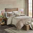 Madison Park Boone Cozy Comforter Set, Faux Suede, Deluxe Hotel Styling All Season Down Alternative Bedding Matching Shams, Decorative Pillow, California King (104 in x 92in), Rustic Tan 7 Piece