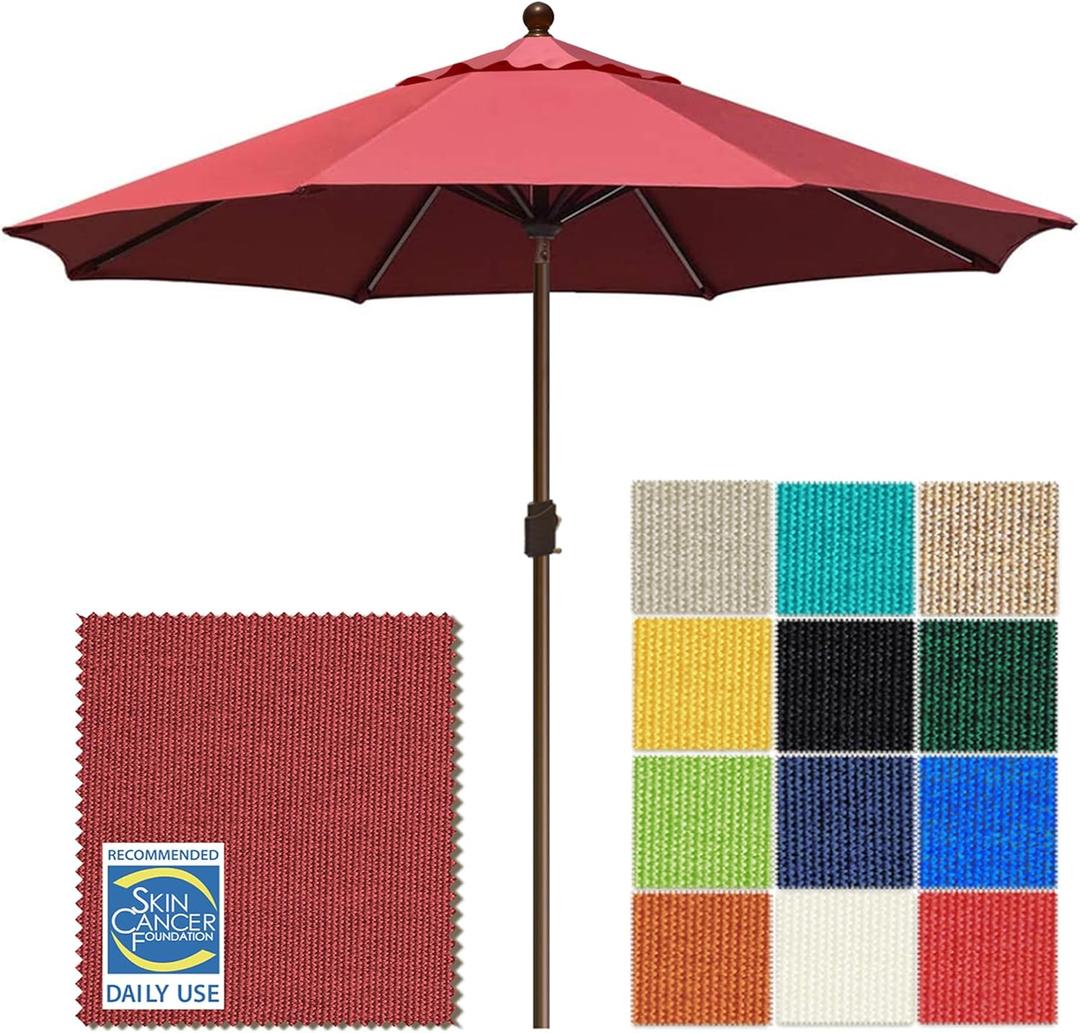 EliteShade USA 10-Year-Non-Fading 10Ft Market Patio Umbrella, UPF 50+ UV Protection Performance Sun Umbrella, Heavy Duty Commercial Grade Outdoor Table Umbrella with Crank & Tilt, Windproof Vented Top for Garden, Pool, Deck and Outdoor Playsets, Burgundy