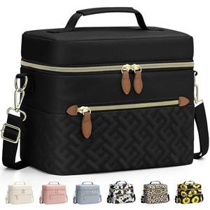 Capolo Lunch Box for Women Men Adults, Insulated Lunch Bag Leakproof Lunch Cooler Box with Removable Strap Cute Lunch Tote Bags Reusable Thermal Lunchbox for School Work Picnic(Small, Black)