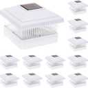 GreenLighting 12 Pack Classic #1 Solar Power Outdoor Garden Pathway Deck Dock Patio Fence Post Light for 5x5 PVC Posts (White)