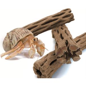 SunGrow Hermit Crab Woods, Climbing Logs, Chews, Keep Hermies Busy and Active, Long Dried Aquarium Dcor Adds Raw Beauty, 3 Pcs