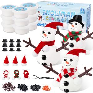 9 Pack Build a Snowman Kit Snowman Crafts for Kids,Modeling Clay Snowman DIY Kit, Christmas Stocking Stuffers for Kids,Christmas Crafts Xmas Gift