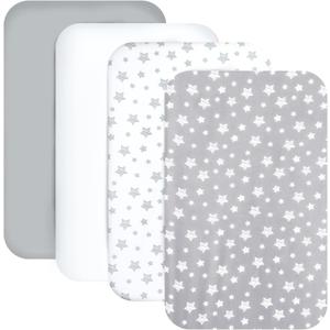 Mini Portable Crib Sheets 4 Pack for Boys or Girls (38" X 24"), Compatible with Dream on Me, Delta Porta Crib and Arms Reach Ideal Cosleeper, Grey