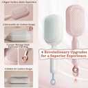 Retractable Cushion Massage Comb Brush, Pull Ring Cushion Massage Brush, Anti-Static Easy-Clean Massage Comb, Portable Travel, Smooth Clean Detangling Comb for All Hair Types(White)