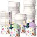 Patelai 50 Count 8 oz Paw Print Ice Cream Cups Bulk Paper Pup Cups Disposable Dog Bowls Dog Paw Print Dessert Bowls for Doggie Puppy Pet Dogs Theme Party Whip Ice Cream Snack Treat Food (Colorful)