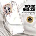 SHEDEER for iPhone 16 Pro Case with Glitter Camera Protector & Screen Protector, Anti-Yellowing Chic Pattern, Shockproof Drop Protection, Anti-Scratch Phone Cover 16 Pro 6.3'', Marble White