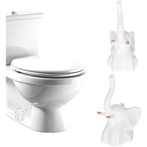 2 Pack Toilet Bolt Covers Decorative,Lovely Ceramic Elephant Shaped Toilet Bolt Caps Decorative to Prevent Rusting,Easy Installation Kit for Bathroom Decor(White)