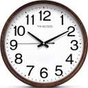 TIMESS Wall Clock, Classic Wood Style Finish, 18 Inch Non-Ticking Silent Battery Operated Analog Clock, Ideal Retro Decor for Home, Bedroom, Living Room, Kitchen, Bathroom, Office(Wood Brown)