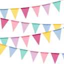 60 Flags Imitated Burlap Pennant Banner - Multicolor Fabric Triangle Rainbow Flag Bunting for Party and Festival Classroom Hanging Decoration