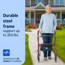Medline Steel Rollator Walker with Seat, Burgundy, 350 lb. Weight Capacity, 6 Wheels, Foldable, Adjustable Handles, Rolling Walker for Seniors, Walker for Mobility Impaired