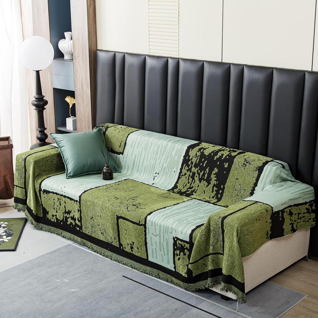 Washable Couch Cover for 3-Cushion Sofas, 71"x134" Modern Anti-Slip Furniture Protector, Pet & Kid Resistant Sofa Cover