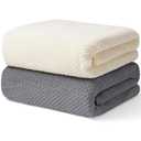 Wuwahold 2 Pack Bath Towel Set, Microfiber Super Soft Highly Absorbent, Durable Quick Drying Towels for Bathroom, Gym, Sports, Yoga(2 Piece 27" x 55", 1Grey+1Beige White)