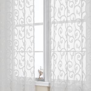 OWENIE Furman Sheer White Curtains 84 inches Long for Bedroom Living Room 2 Panels Set, White Curtains Jacquard Clip Light Filtering Semi Sheer Curtain Rod Pocket Window Drapes, 2 Pcs Each 40 W 84 L
