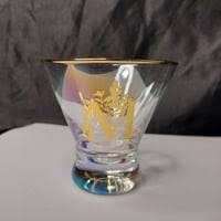 Onebttl Iridescent Stemless Martini Glasses with Initial M, Personalized Gifts for Women, 8 oz, Cocktail Gifts, Alcohol Glasses for Birthday, Christmas