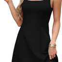 WIHOLL Women's Square Neck A-Line Sleeveless Mini Dress Summer Club Party Little Short Dresses (Medium)